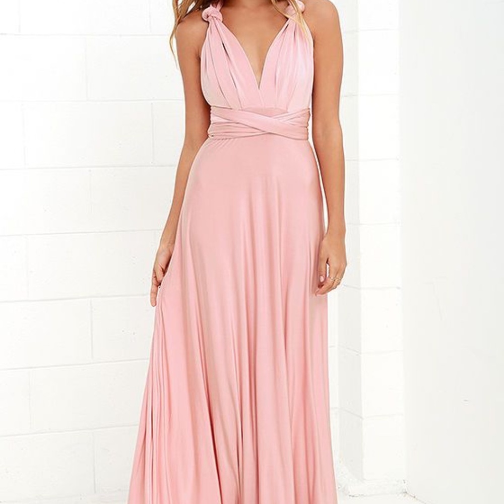 Lulu’s XS Always Stunning Convertible Blush Pink Maxi Dress - Picture 16 of 16